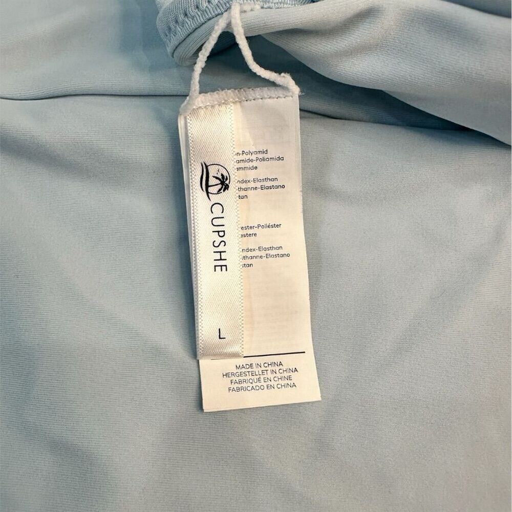 Cupshe Women's High-Cut Bikini Light Blue Halter Criss Cross Back Tie Size Large - Picture 6 of 8